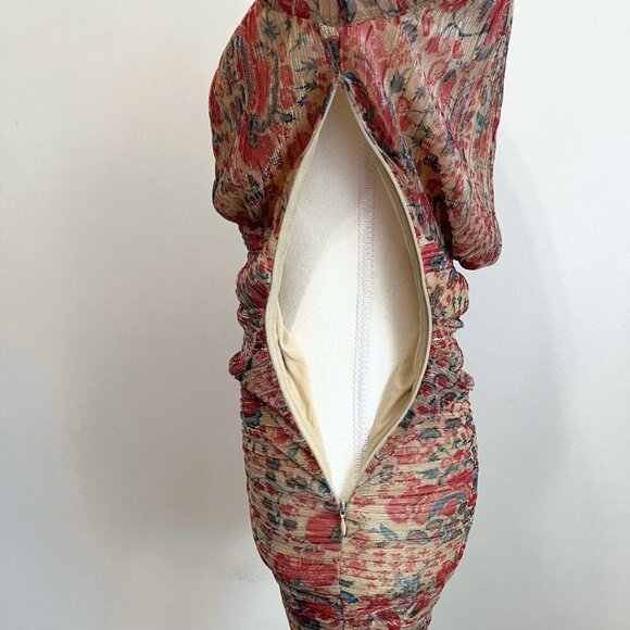 BASH AMELIA FLORAL METALLIC RUCHED PARTY DRESS - XS (0) - Picture 5 of 15